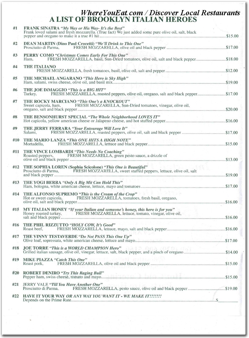 Our Menu